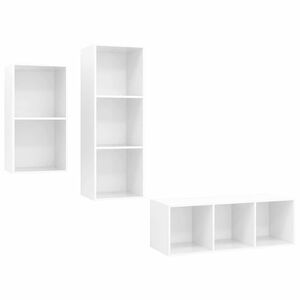 vidaXL TV Cabinet Set | High gloss white | Engineered wood | Standard