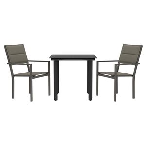 vidaXL 3 Piece Garden Dining Set Black Steel and Textilene