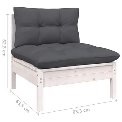 vidaXL 4 Piece Garden Lounge Set with Cushions White Pinewood