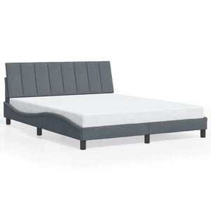 vidaXL Bed Frame without Mattress "Hanko" Dark Grey 152x203 cm Queen Velvet
