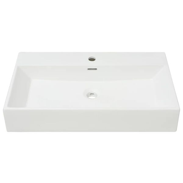 vidaXL Basin with Faucet Hole Ceramic White 76x42.5x14.5 cm