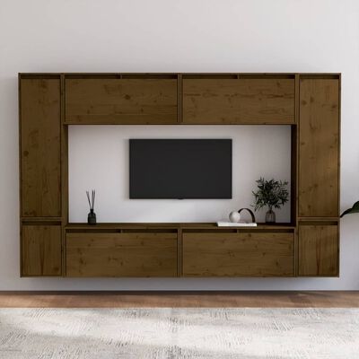 vidaXL TV Cabinets 8 pcs Honey Brown Solid Wood Pine