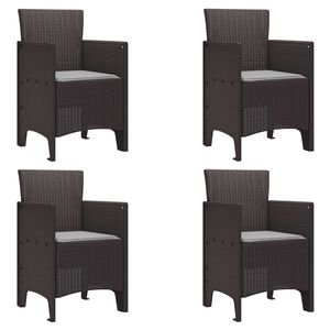 vidaXL Garden Chair 4 pcs Brown 53 x 49 x 85 cm PP