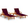 vidaXL Sun Loungers 2 pcs with Table and Cushions Solid Acacia Wood