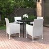 vidaXL 5 Piece Garden Dining Set with Cushions Poly Rattan and Glass
