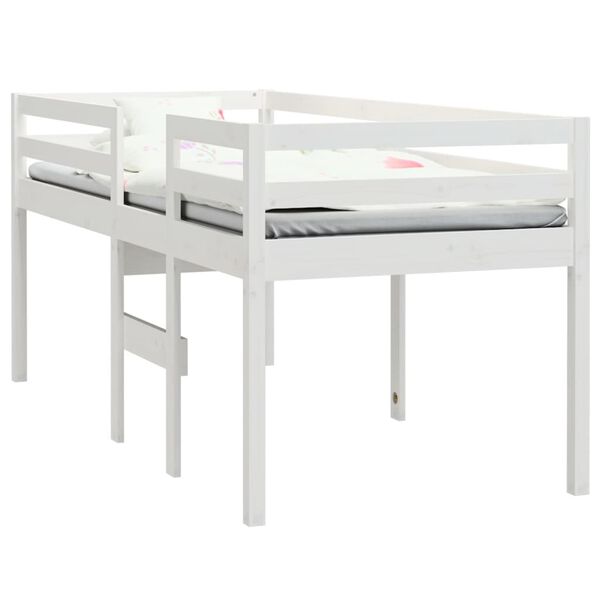 vidaXL High Sleeper Bed without Mattress White 90x190 cm Single Solid Wood Pine