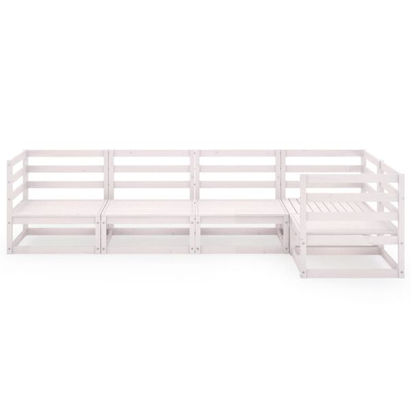 vidaXL 5 Piece Garden Lounge Set White Solid Wood Pine