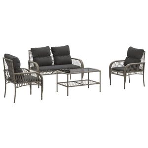 vidaXL Garden Sofa Set | Grey | Poly Rattan | Medium | Durable | Garden Sofa Set