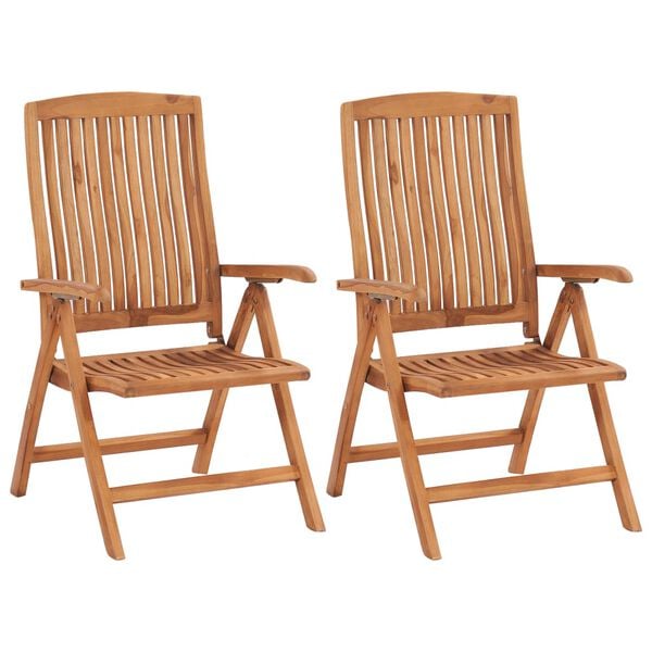 vidaXL Garden Chairs 2 pcs with Grey Cushions Solid Teak Wood
