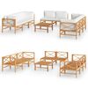 vidaXL 9 Piece Garden Lounge Set with Cream Cushions Solid Teak Wood