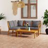 vidaXL 4 Piece Garden Lounge Set with Cushion Solid Acacia Wood