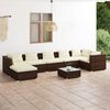 vidaXL 8 Piece Garden Lounge Set with Cushions Poly Rattan Brown