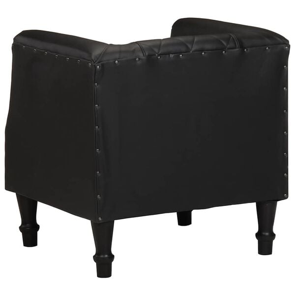vidaXL Tub Chair Black Real Goat Leather