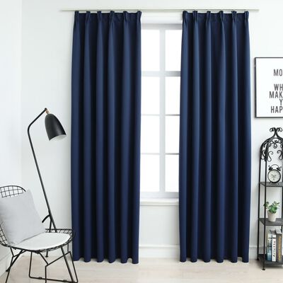 vidaXL Blackout Curtains with Hooks 2 pcs Blue 140x245 cm