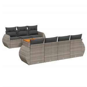vidaXL 8 Piece Garden Sofa Set with Cushions Grey Poly Rattan