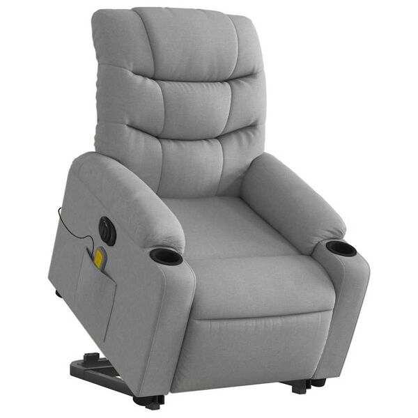 vidaXL Electric Stand up Massage Recliner Chair Light Grey Fabric