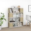 vidaXL Book Cabinet Room Divider White and Sonoma Oak 100x24x124 cm