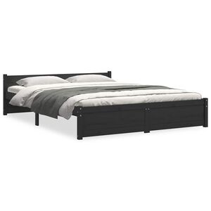 vidaXL Bed Frame without Mattress Black Solid Wood 150x200 cm King Size King Size