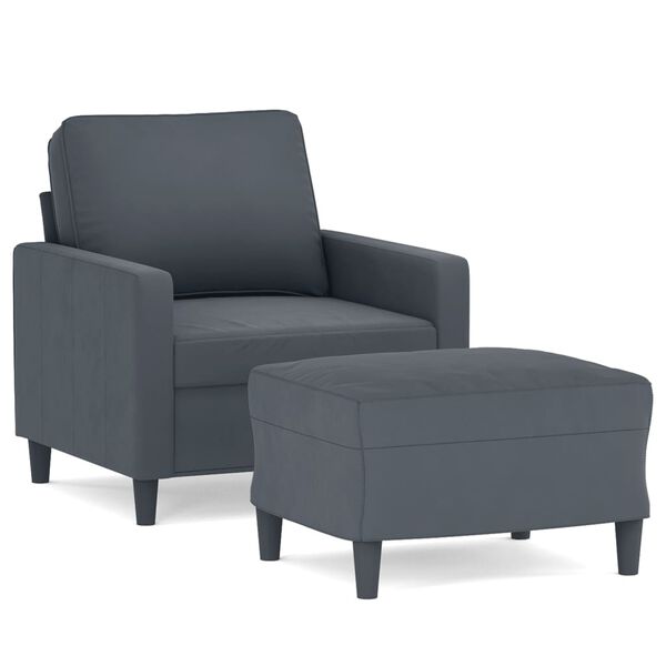vidaXL Sofa Chair with Footstool Dark Grey 60 cm Velvet