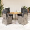 vidaXL 5 Piece Garden Dining Set with Cushions Grey Poly Rattan