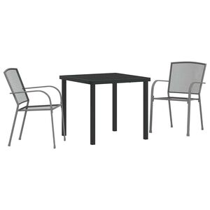 vidaXL Garden Dining Set 3 pcs Anthracite Powder-Coated Steel