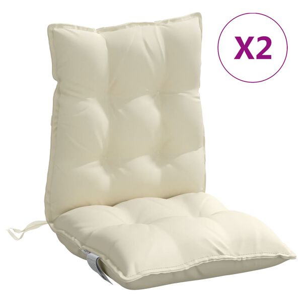 vidaXL Lowback Chair Cushions 2 pcs Cream Oxford Fabric
