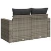 vidaXL Garden Sofa with Cushions 2-Seater Grey Poly Rattan