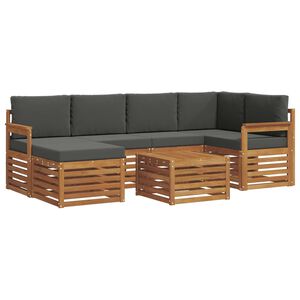 vidaXL Outdoor Sofa Set 7 pcs Natural and Anthracite Polyester
