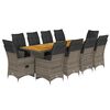vidaXL 11 Piece Garden Bistro Set with Cushions Grey Poly Rattan