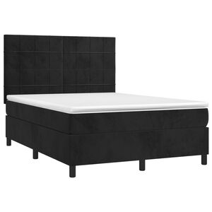 vidaXL Box Spring Bed with Mattress Black 137x187 cm Double Size Velvet