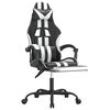 vidaXL Swivel Gaming Chair with Footrest Black&White Faux Leather