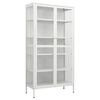 vidaXL Display Cabinet | White | Steel, Tempered Glass | Large | Display Cabinet