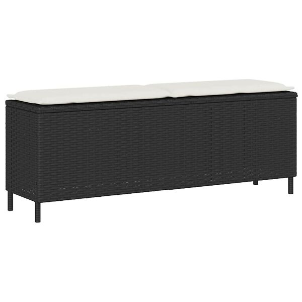 vidaXL Garden Bench with Cushion Black 110x30x40.5 cm Poly Rattan