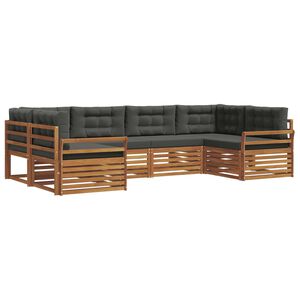 vidaXL Outdoor Sofa Set 6 pcs Natural and Anthracite Solid Acacia Wood