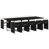 vidaXL 11 Piece Garden Dining Set with Cushions Black Poly Rattan
