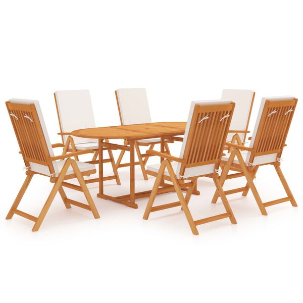 vidaXL 7 Piece Garden Dining Set with Cushions Solid Teak Wood