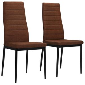 vidaXL Dining Chairs 2 pcs Brown Fabric