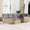 vidaXL 6 Piece Garden Sofa Set with Cushions Beige Poly Rattan
