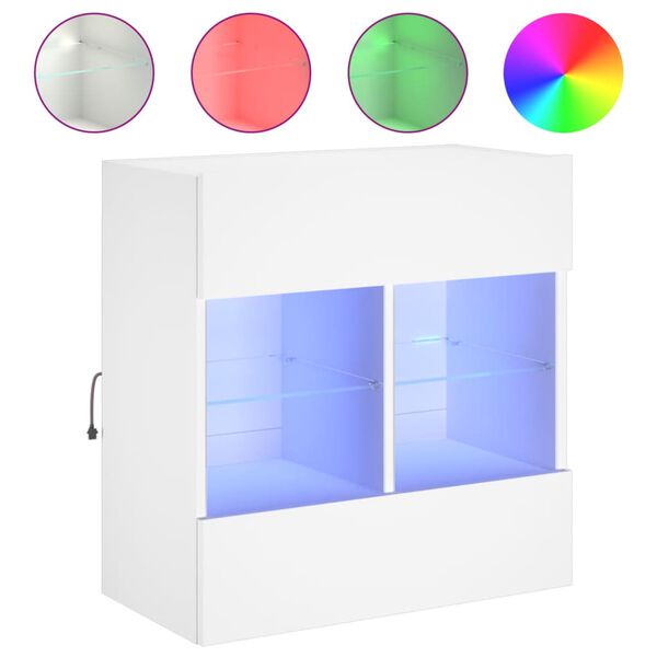 vidaXL TV Wall Cabinet with LED Lights White 58.5x30x60.5 cm