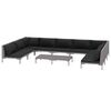vidaXL 10 Piece Garden Lounge Set with Cushions Poly Rattan Dark Grey