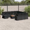 vidaXL 13 Piece Garden Sofa Set with Cushions Black Poly Rattan