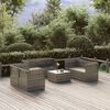 vidaXL 7 Piece Garden Lounge Set with Cushions Grey Poly Rattan