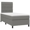 vidaXL Box Spring Bed with Mattress Dark Grey 106x203 cm King Single Size Fabric