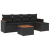 vidaXL 6 Piece Garden Sofa Set with Cushions Black Poly Rattan