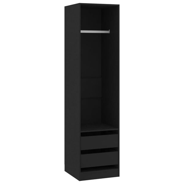 vidaXL Wardrobe with Drawers Black 50x50x200 cm Engineered Wood