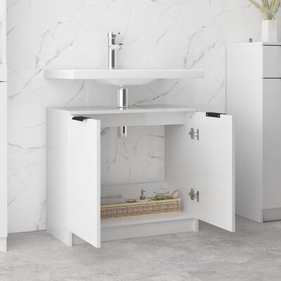 vidaXL Bathroom Cabinet High Gloss White 64.5x33.5x59cm Engineered Wood