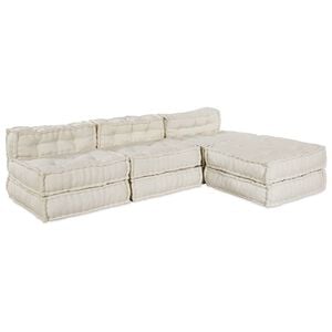 vidaXL Modular Sofa Unit Fabric Cream 210 x 140 x 56 cm