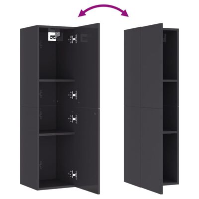 vidaXL TV Cabinets 2 pcs High Gloss Grey 30.5x30x110 cm Engineered Wood