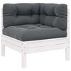 vidaXL 3 Piece Garden Lounge Set with Cushions White Solid Pinewood