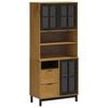vidaXL Highboard with Glass Doors "FLAM" 80x40x180 cm Solid Wood Pine